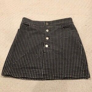 Forever 21 Black White Houndstooth Cotton Women Mini Skirt Size Small